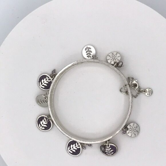 Sigrid Olsen Silver Tone Charm Bracelets Set of 3 Bangles Leaf Chain - Picture 6 of 11